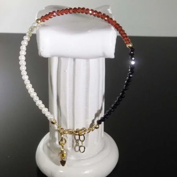 Classic Black Spinel Freshwater Pearl Garnet Gold-filled Bracelet - Picture 3 of 10